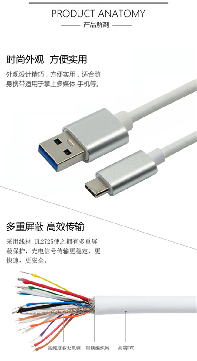 usb3.1type-c鋁合金數據線